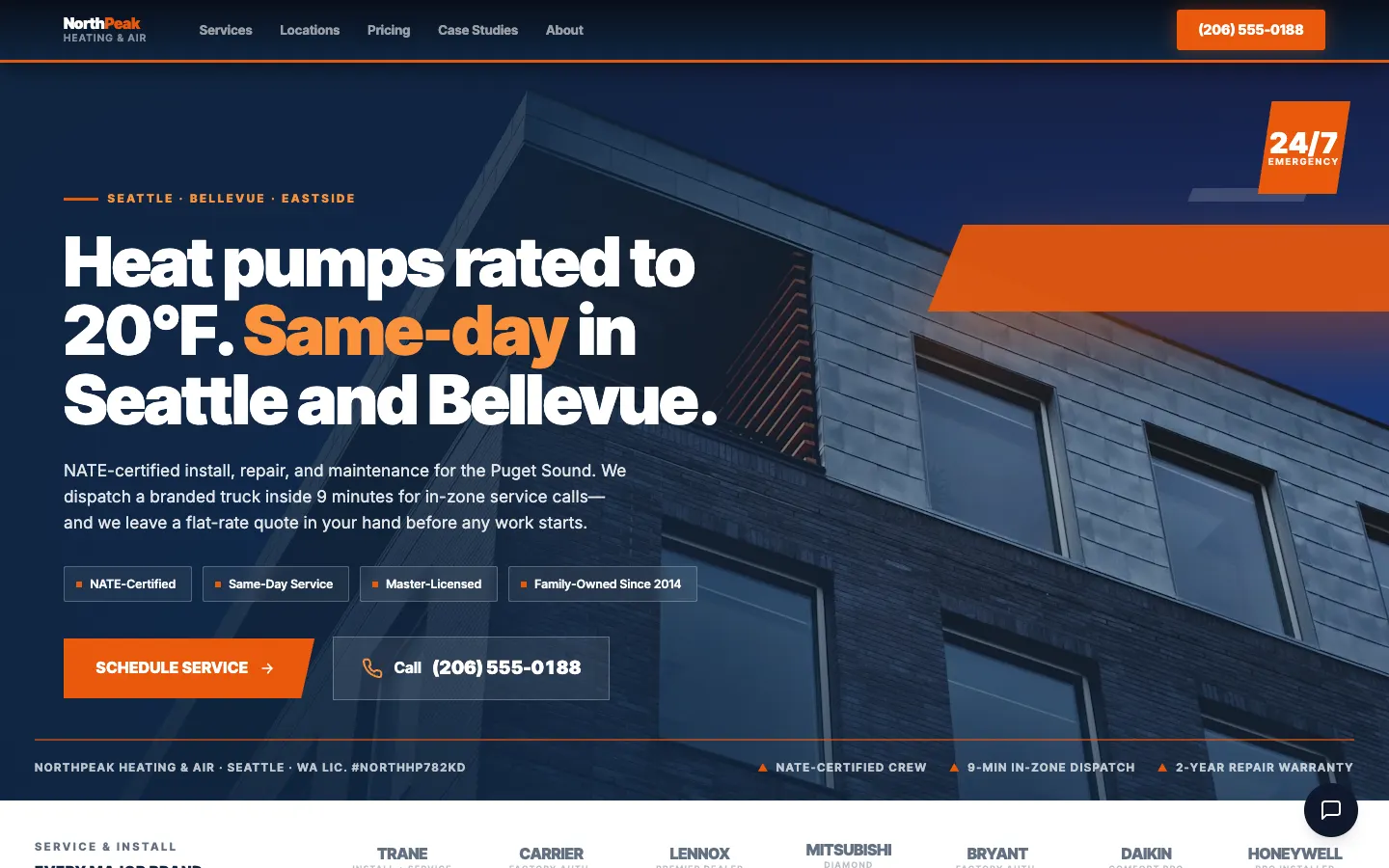 NorthPeak Heating & Air website screenshot