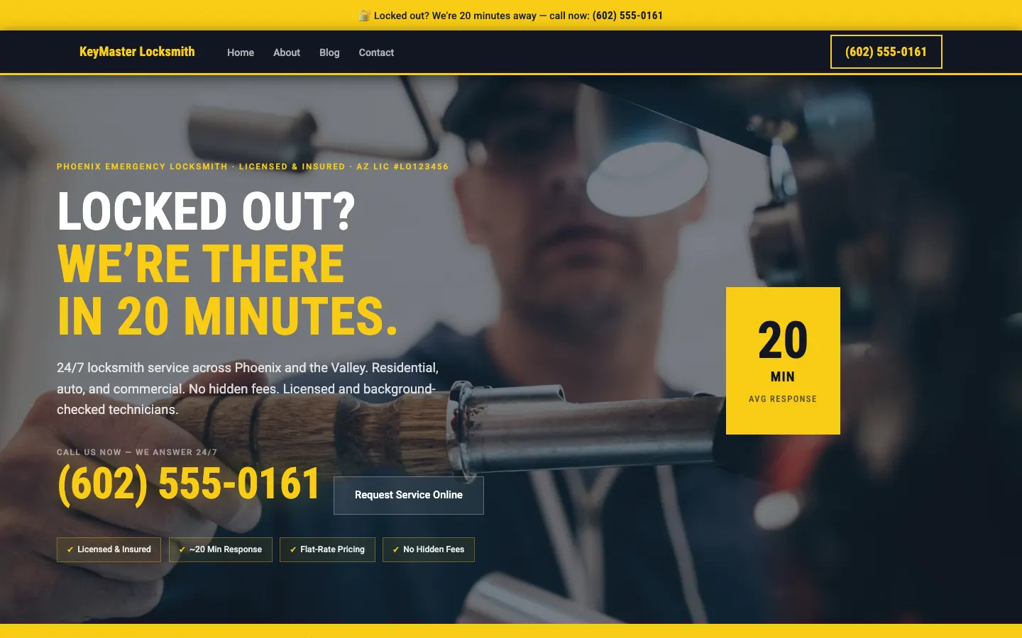 KeyMaster Locksmith & Security website screenshot